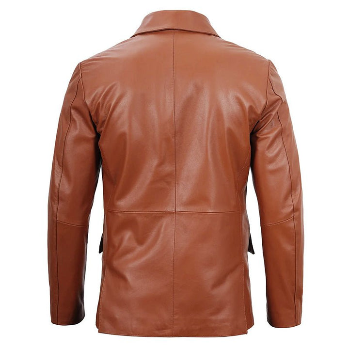 Mens Brown Cowhide Leather Blazer - Echo Leather