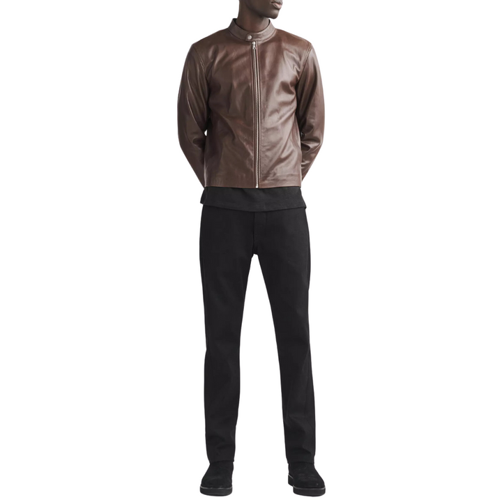 Men's Chocolate Brown Cafe Racer Leather Jacket | Echo Leather