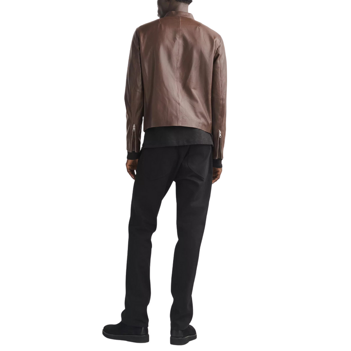 Men's Chocolate Brown Cafe Racer Leather Jacket | Echo Leather