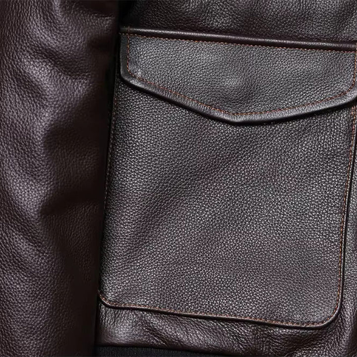 Men's Dark Brown A2 Bomber Leather Jacket - Echo Leather