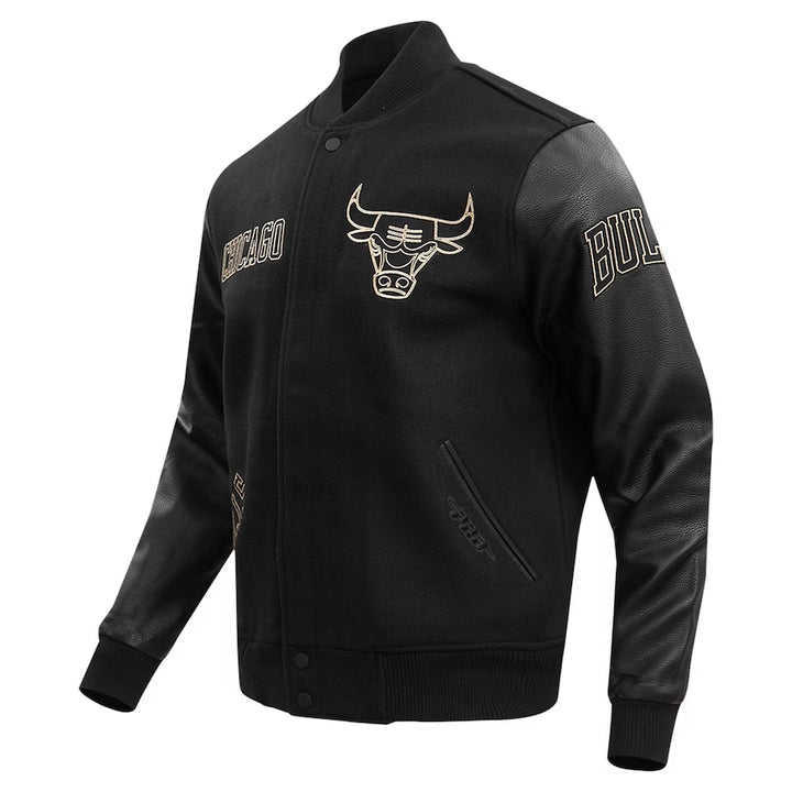 Men’s Chicago Bulls Black Varsity Jacket | Echo Leather