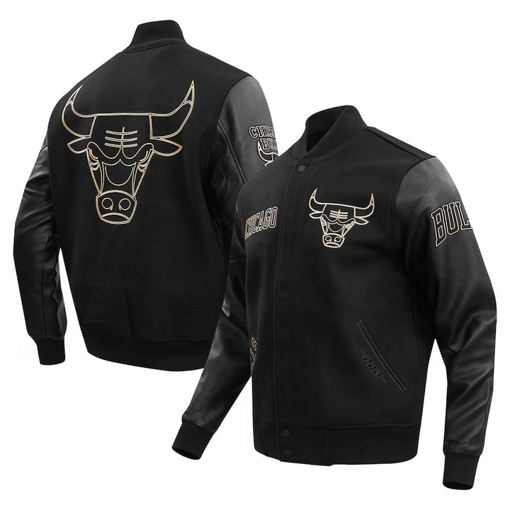 Men’s Chicago Bulls Black Varsity Jacket | Echo Leather