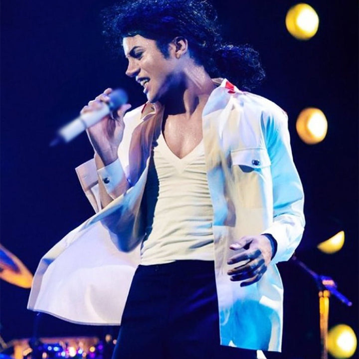 Michael 2025 Jaafar Jackson White Cotton Jacket - Echo Leather