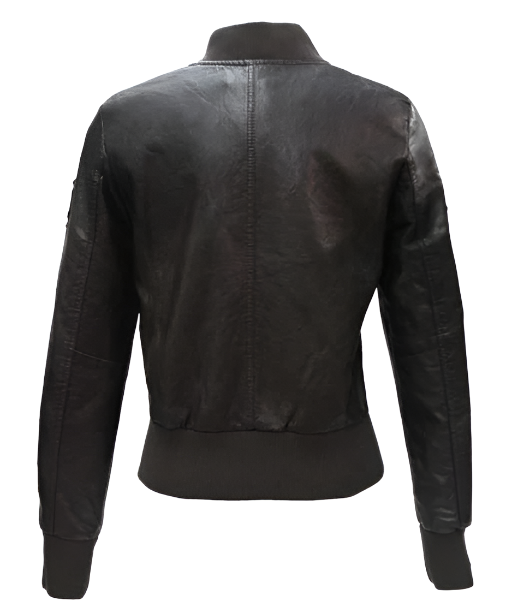 Top Gun Black Bomber Jacket With Patches | Echo Leather