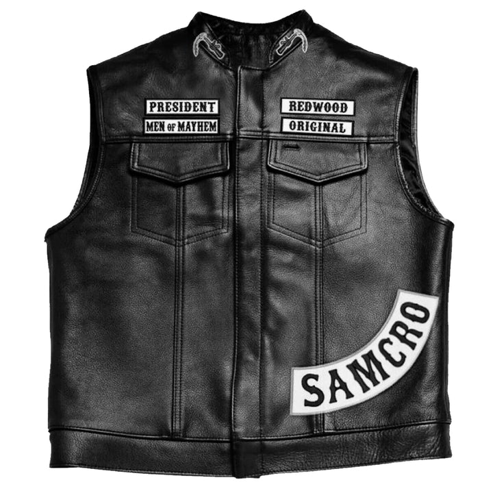 Sons of Anarchy Embroidery Biker Leather Vest | Echo Leather