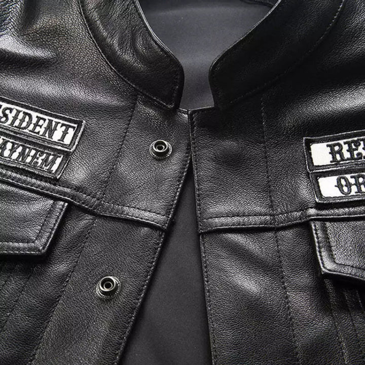 Sons of Anarchy Embroidery Biker Leather Vest | Echo Leather