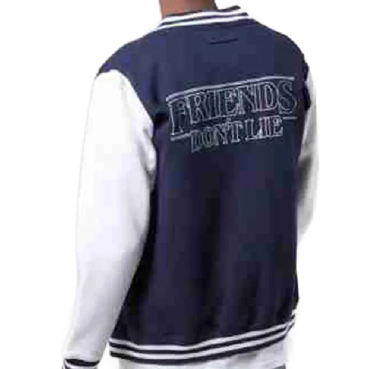 Stranger Things Friends Don't Lie Varsity Jacket - Echo Leather
