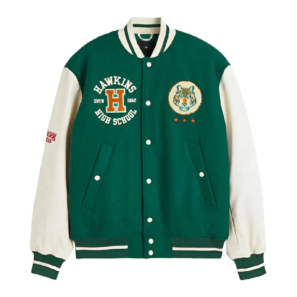 Stranger Things Hawkins Tigers Baseball Varsity Jacket - Echo Leather