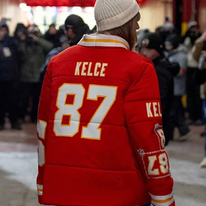 Taylor Swift Kelce 87 Chiefs Red Jacket - Echo Leather