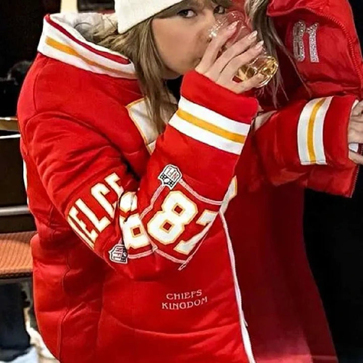 Taylor Swift Kelce 87 Chiefs Red Jacket - Echo Leather