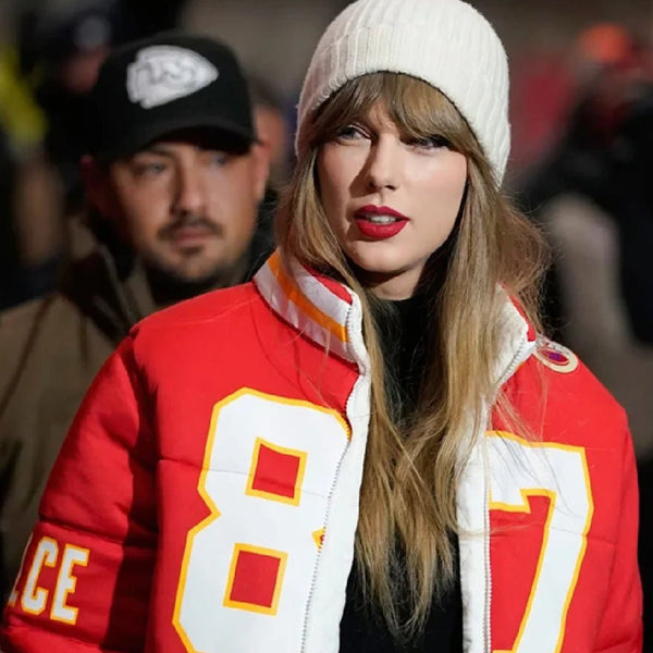 Taylor Swift Kelce 87 Chiefs Red Jacket - Echo Leather
