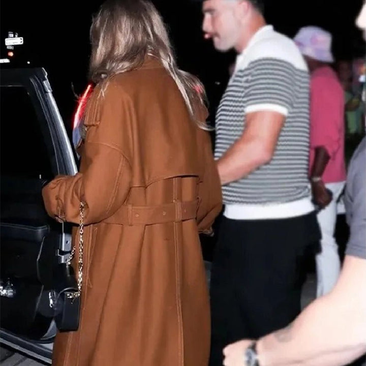 Taylor Swift Oversized Brown Trench Coat - Echo Leather