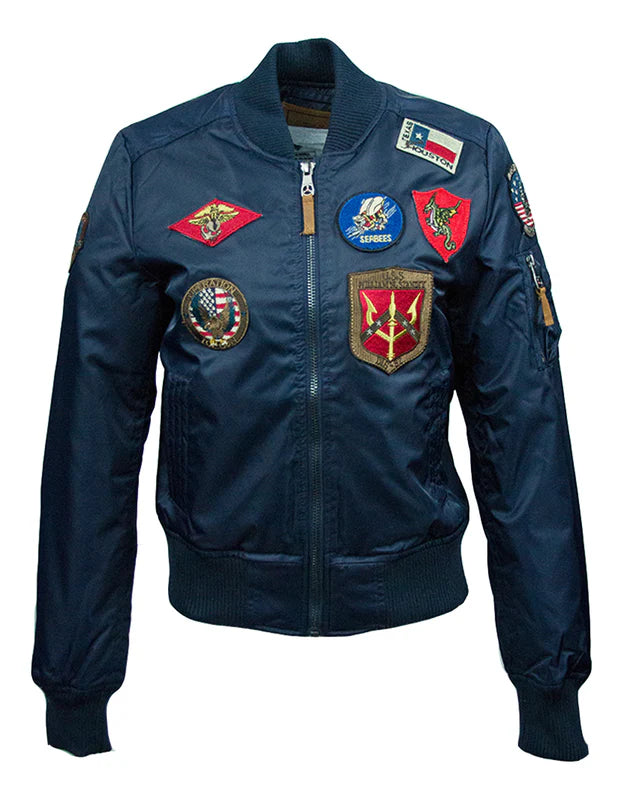 MA-1 Miss Top Gun Bomber Jacket With Patches | Echo Leather