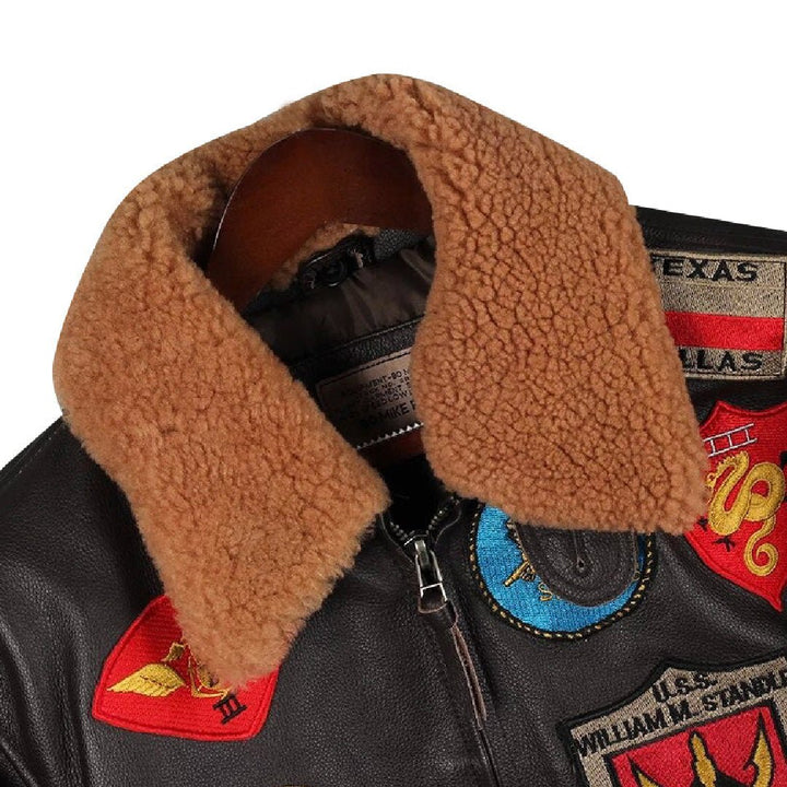 Tom Cruise Maverick Top Gun Fur Collar Leather Jacket - Echo Leather