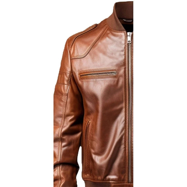 Vintage Brown Bomber Leather Jacket | Echo Leather