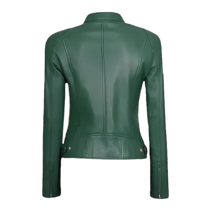 Women's Cafe Racer Lambskin Leather Jacket - Echo Leather